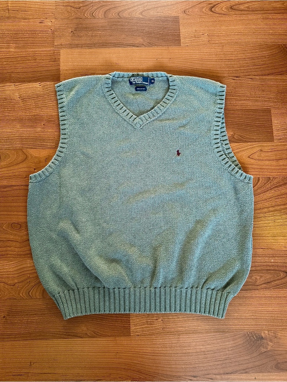 Polo Ralph Lauren Light Sage V-Neck Knit Sweater Vest